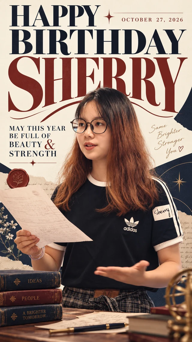 Original happy birthday poster for Sherry — OCT 27