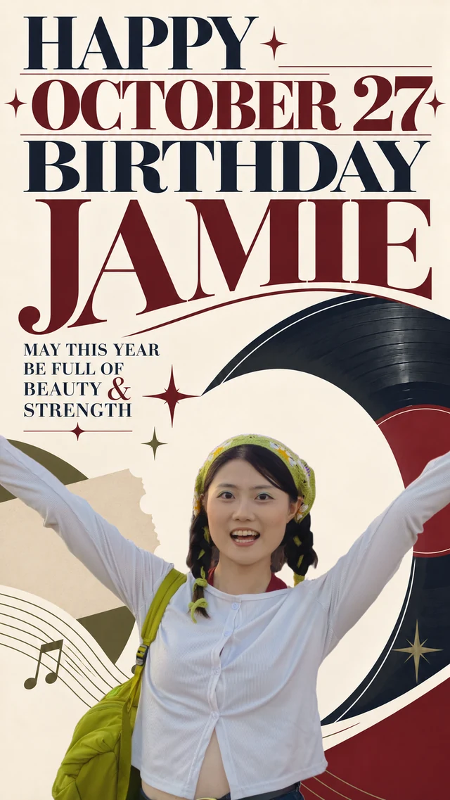 Original happy birthday poster for Jamie — OCT 27